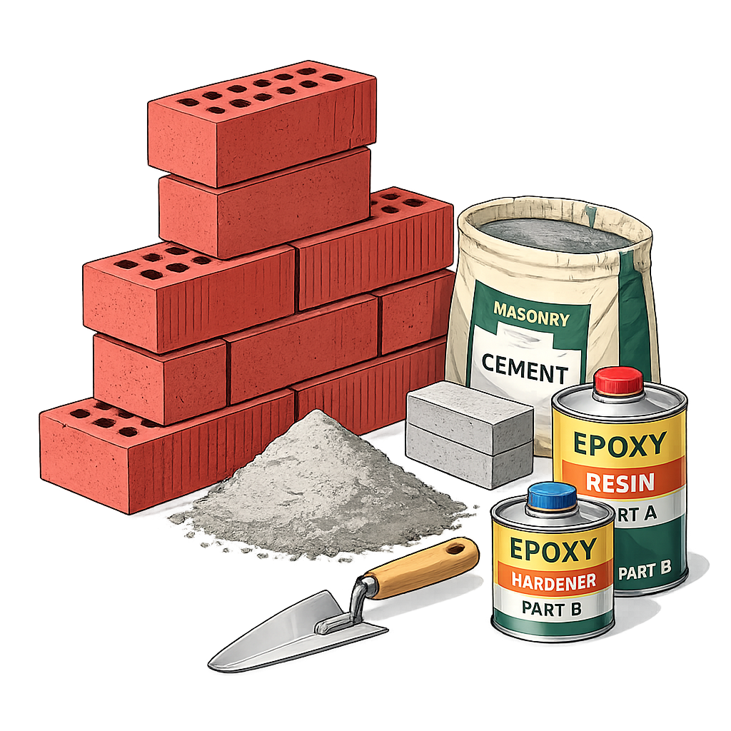 Semen, Pasir, Grouting, Batu Bangunan, dan Epoxy